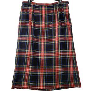 Rafaella Womens VTG Size 12 Tartan Plaid Wool Skirt Red Black Lined Knee Length